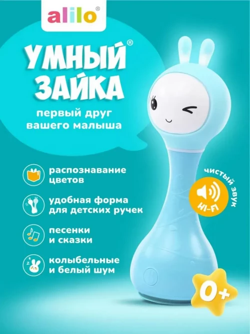 Музыкальная игрушка Умный зайка alilo R1 синий 60905 - фото 1