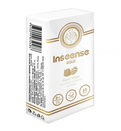 Платочки бумажные  INSEENSE  3-слойные, аромат лесных ягод, 10 шт (24уп/кор)
