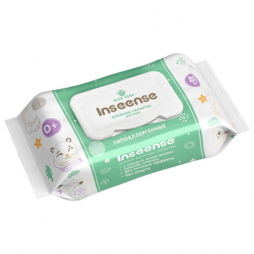 Салфетки влажные INSEENSE детские ALOE VERA, 80 шт (16уп/кор)