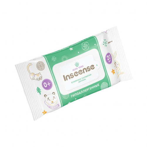 Салфетки влажные INSEENSE детские ALOE VERA, 20 шт (64уп/кор)