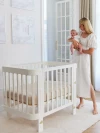 Кроватка-трансформер Happy Baby Mommy Love 160*70 и 100*70 (закругленный) milk