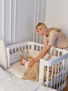 Кроватка-трансформер Happy Baby Mommy Love 160*70 и 100*70 (закругленный) milk