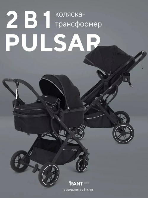 Коляска-трансформер Rant Pulsar RA160 2 в 1 Black - фото 1