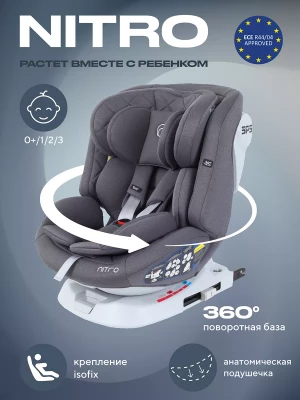 Автокресло Rant UB619 Nitro Plus isofix 0/1/2/3 (0-36 кг) Grey